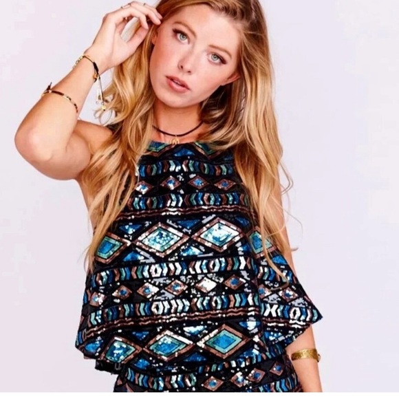 Show Me Your MuMu Tops - Show Me Your MuMu Sequin Crop Top